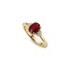 Sterling Silver Ruby and White Topaz Ring Over 18K Yellow Gold Plated