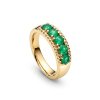 Sterling Silver Emerald Ring Over 18K Yellow Gold Plated