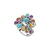 Sterling Silver Multi-Color Stone Boho Ring