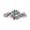 Sterling Silver Multi-Color Stone Boho Cuff Bangle 7.5 Inches