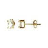 Sterling Silver White Topaz Stud Oval Earrings Over 18K Yellow Gold plated