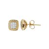 Sterling Silver White Cubic Zirconia Earrings Over 18K Yellow Gold Plated