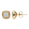 Sterling Silver White Cubic Zirconia Earrings Over 18K Yellow Gold Plated