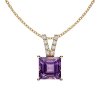 Sterling Silver Amethyst and White Topaz Pendant Over 18K Yellow Gold Plated with Chain 18 Inches