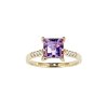 Sterling Silver Amethyst and White Topaz Ring Over 18K Yellow Gold Plated