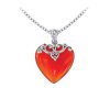 Sterling Silver Red Agate Heart Pendant With Chain 18 Inches