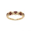 Sterling Silver Garnet Band Ring Over 18K Yellow Gold Plated