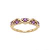 Sterling Silver Amethyst Band Ring Over 18K Yellow Gold Plated