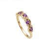 Sterling Silver Amethyst Band Ring Over 18K Yellow Gold Plated