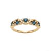 Sterling Silver London Blue Topaz Band Ring Over 18K Yellow Gold Plated
