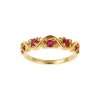 Sterling Silver Ruby Band Ring Over 18K Yellow Gold Plated