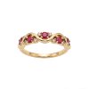 Sterling Silver Ruby Band Ring Over 18K Yellow Gold Plated