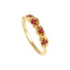 Sterling Silver Ruby Band Ring Over 18K Yellow Gold Plated