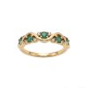 Sterling Silver Emerald Band Ring Over 18K Yellow Gold Plated