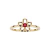 Sterling Silver Ruby Flower Ring Over 18K Yellow Gold Plated