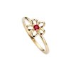 Sterling Silver Ruby Flower Ring Over 18K Yellow Gold Plated