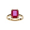 Sterling Silver Dyed Ruby Red Corundum Ring Over 18K Yellow Gold Plated