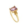 Sterling Silver Amethyst Ring Over 18K Yellow Gold Plated