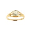 Sterling Silver Green Amethyst and White Ring Over 18K Yellow Gold Plated
