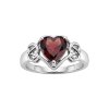 Sterling Silver Garnet Heart Ring
