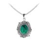 Sterling Silver Malachite Flower with Chain 18 Inches