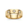 Sterling Silver White Cubic Zirconia North Star Ring Over 18K Yellow Gold Plated