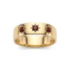 Sterling Silver Garnet Northstar Ring Over 18K Yellow Gold Plated