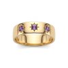 Sterling Silver Amethyst Northstar Ring Over 18K Yellow Gold Plated