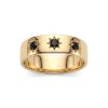 Sterling Silver Black Spinel Northstar Ring Over 18K Yellow Gold Plated