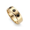 Sterling Silver Black Spinel Northstar Ring Over 18K Yellow Gold Plated