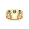Sterling Silver Peridot Northstar Ring Over 18K Yellow Gold Plated