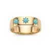 Sterling Silver Sleeping Beauty Turquoise Northstar Ring Over 18K Yellow Gold Plated