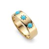 Sterling Silver Sleeping Beauty Turquoise Northstar Ring Over 18K Yellow Gold Plated