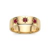 Sterling Silver Ruby Northstar Ring Over 18K Yellow Gold Plated