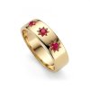 Sterling Silver Ruby Northstar Ring Over 18K Yellow Gold Plated