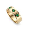 Sterling Silver Emerald Northstar Ring Over 18K Yellow Gold Plated