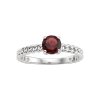 Sterling Silver Garnet Chain Ring