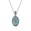 Sterling Silver Milky Aquamarine Pendant with Chain 18 Inches