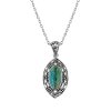 Sterling Silver Chrysocolla Pendant With Chain 18 Inches
