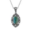 Sterling Silver Chrysocolla Pendant With Chain 18 Inches