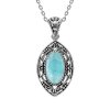 Sterling Silver Larimar Pendant With Chain 18 Inches