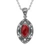 Sterling Silver Dyed Ruby Red Corundum Pendant With Chain 18 Inches