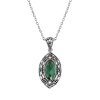 Sterling Silver Dyed Emerald Pendant With Chain 18 Inches