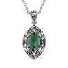 Sterling Silver Dyed Emerald Pendant With Chain 18 Inches