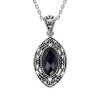 Sterling Silver Dyed Sapphire Blue Corundum Pendant With Chain 18 Inches
