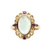 Sterling Silver Milk Aquamarine With Amethyst Ring Over 18K Yellow Gold Plated