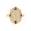 Sterling Silver Rainbow Moonstone With Pink Tourmaline Ring Over 18K Yellow Gold Plated