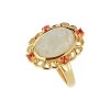 Sterling Silver Rainbow Moonstone With Pink Tourmaline Ring Over 18K Yellow Gold Plated