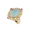 Sterling Silver Milk Aquamarine and Amethyst Ring