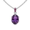 Sterling Silver Amethyst and Rhodolite Pendant With Chain 18 Inches